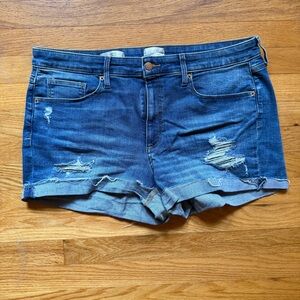 Universal Thread High Rise Midi Distressed Blue Jean Shorts